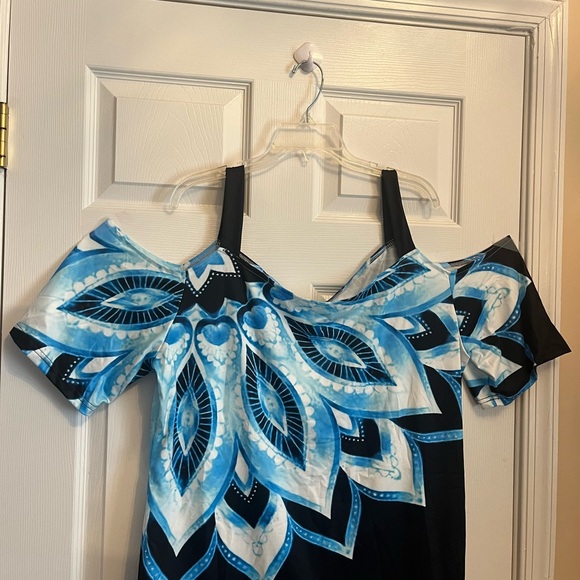 Women's Plus Size Colorblock Cold Shoulder Summer Trendy Blouse Top 16W -18W - Picture 6 of 7